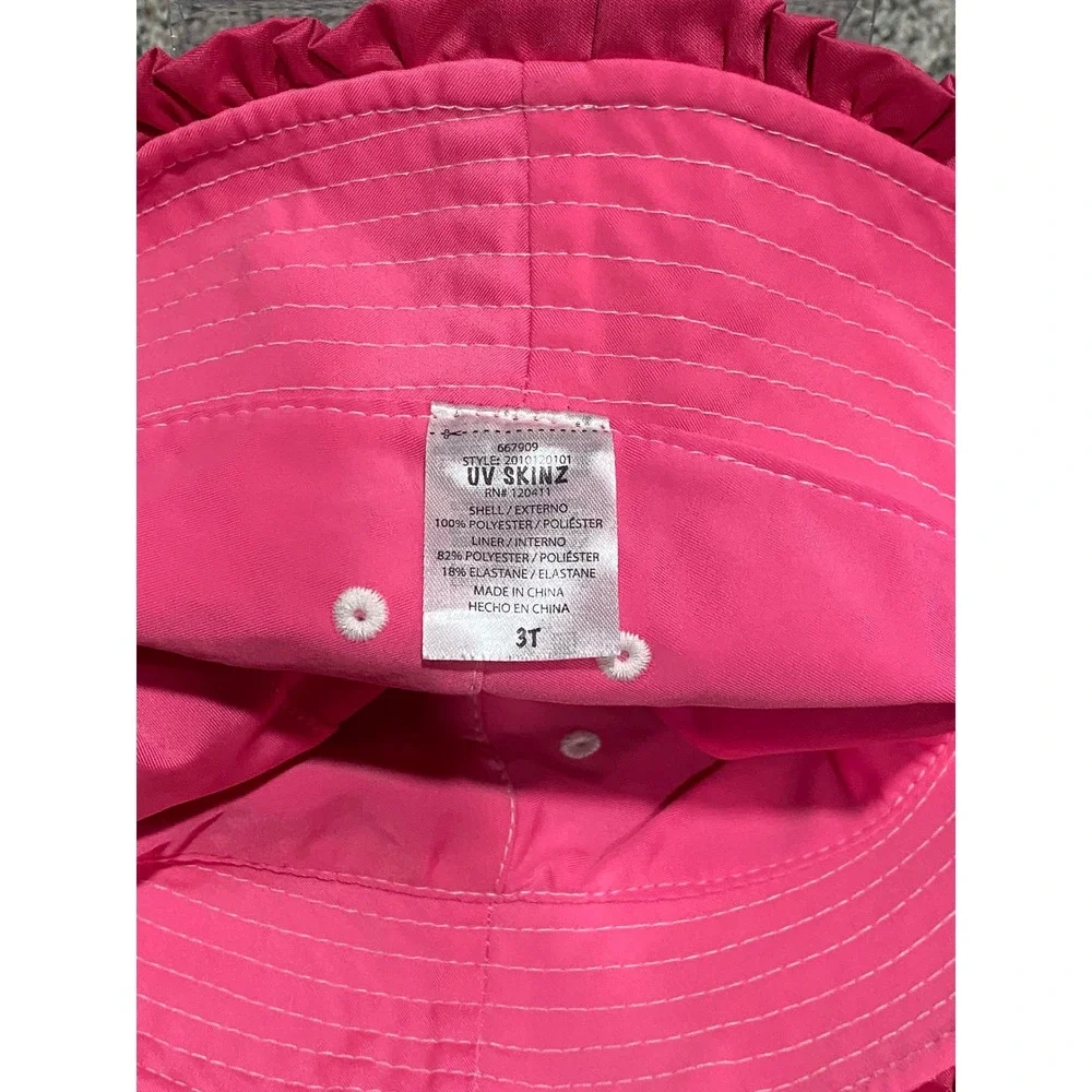 Bucket Hat UV Skinz Toddler Girls Pink Excellent Ruffle Sun Protection 3T